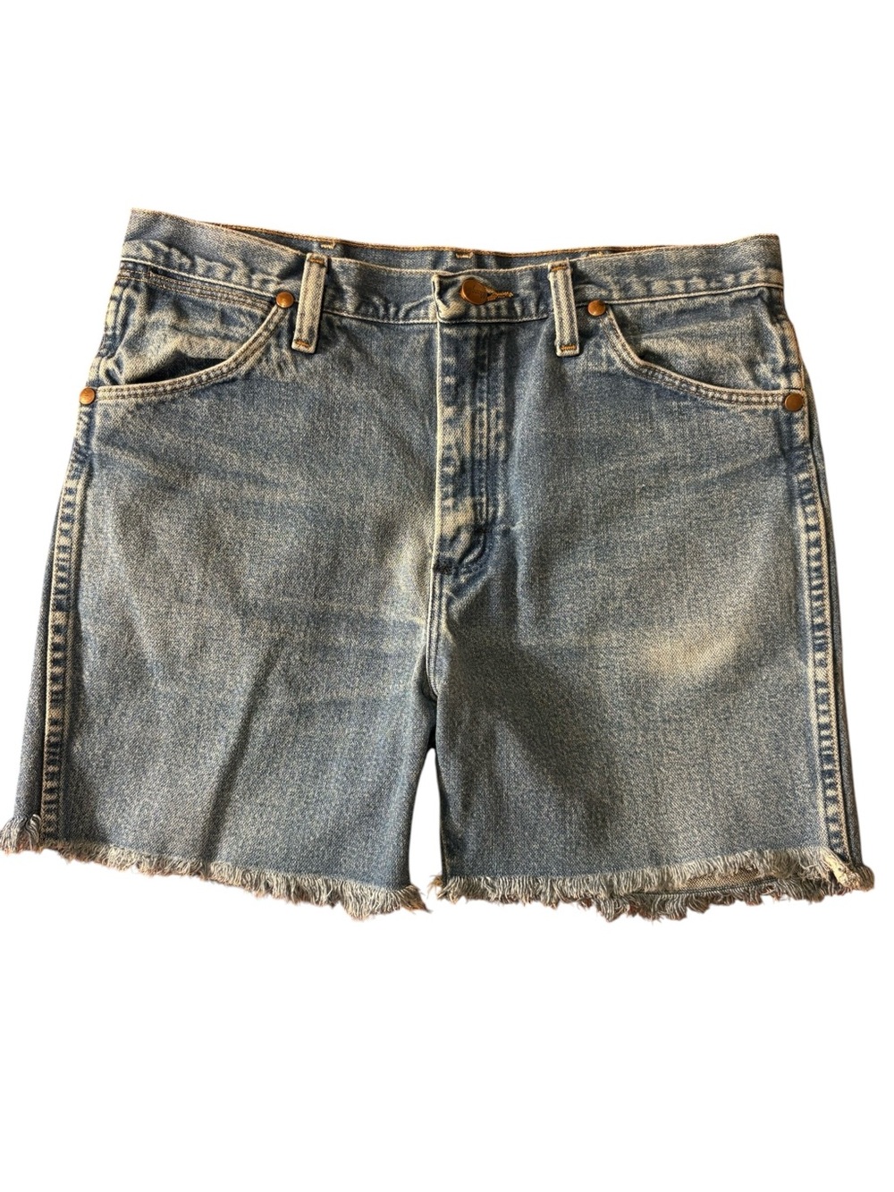 Wrangler Light Blue Denim Shorts with Copper Button